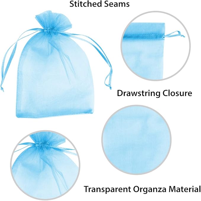 Super Z Outlet 100 Pack 5x7 Inch Mini Sheer Drawstring Organza Transparent Bags - Image 4