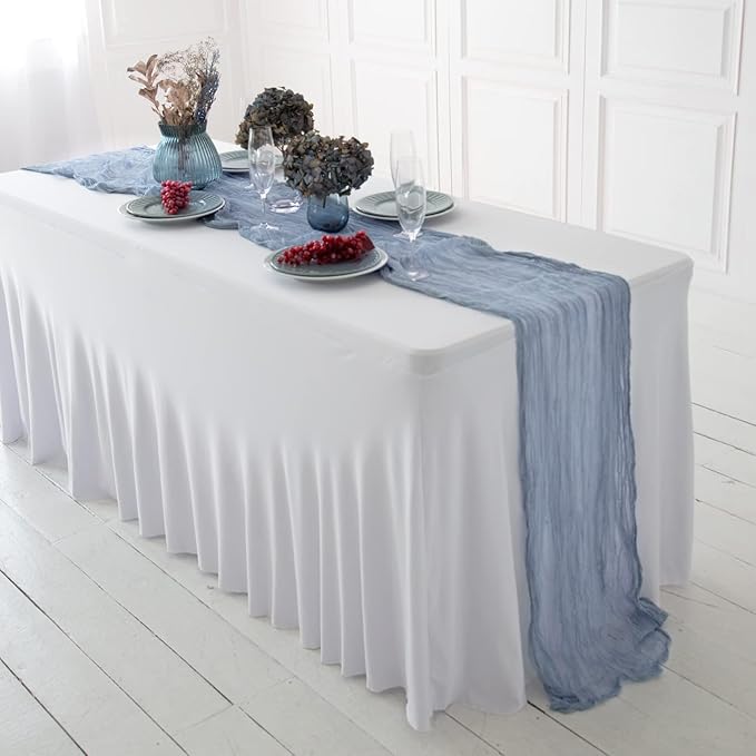 Dusty Blue Cheesecloth Table Runner 141 in Long, Cheese Cloth - Image 9