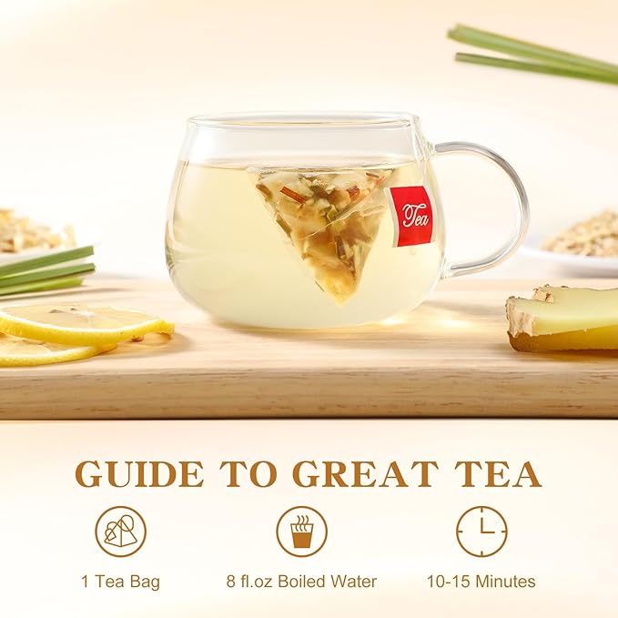 FullChea - Lemon Ginger Tea Bags, 50 Teabags - Pleasantly Spicy & Warming - - Image 8