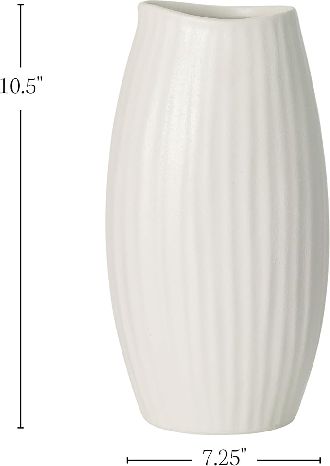 Sullivans Ceramic Textured White Vase, Minimalist Decoration - Image 3