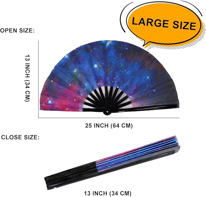 Amajiji Large Folding Hand Rave Fan Popping Fan - Image 2