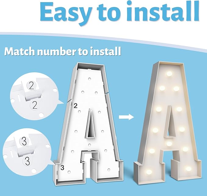 4FT Marquee Light Up Letters Q, Party Decoration Large Marquee Light Up Letters - Image 3
