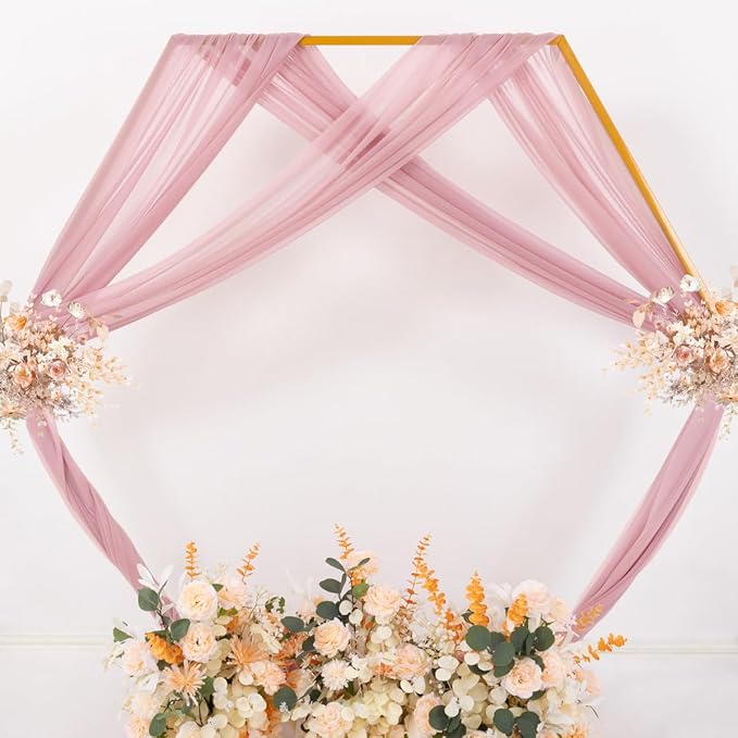 MLMC Dusty Rose Wedding Arch Draping Fabric 2 Panels 29" x 20 FT Extra Long - Image 6