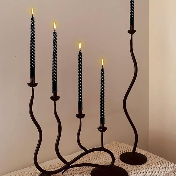 12-Pack 10' Tall Black Spiral Taper Candle Set - Image 7