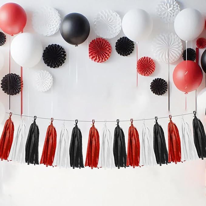 White Red Black Party Decorations - Image 3