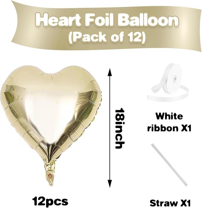 Champagne Gold Heart Balloons - Image 2