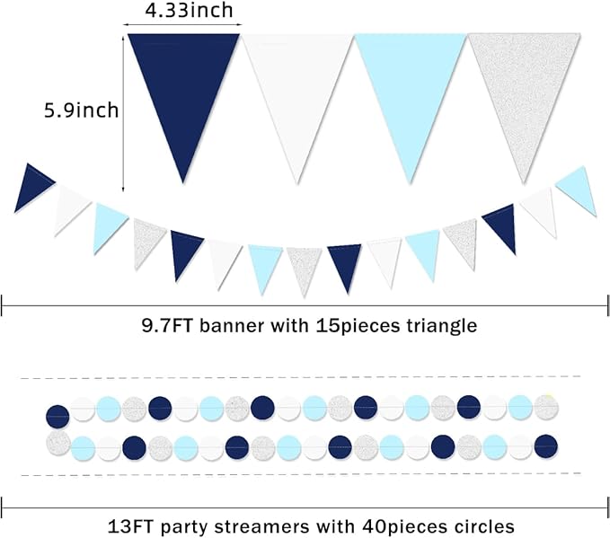 Teal Silver White Navy-Blue Party-Decorations - Image 3