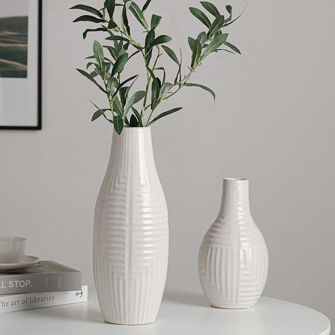 hjn hjn White Vase -Ceramic Vase - Image 2