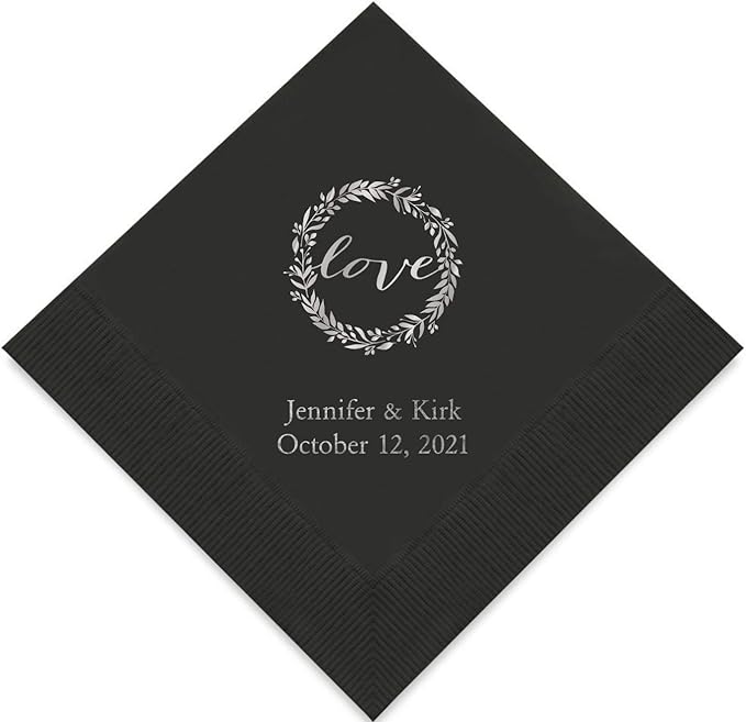 Weddingstar Personalized Printed Paper Napkins 3-Ply 50 Pack by WEDDINGSTAR