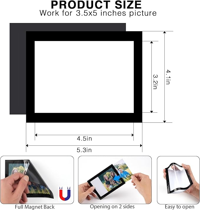 Magnetic Picture Frames with Black Border, Magnet Photo Frame Pockets/Holder - Image 2