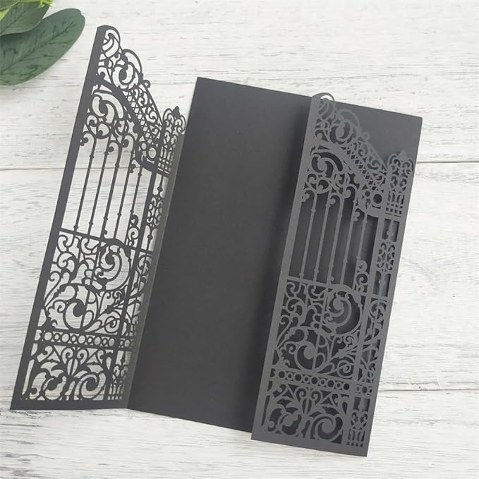 Black Gate Invitation Castle Laser Cut Card - Image 5