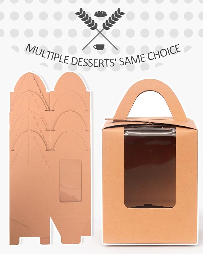 qiqee 100pcs Cupcake Containers Individual Brown Cupcake Holders Disposable - Image 5