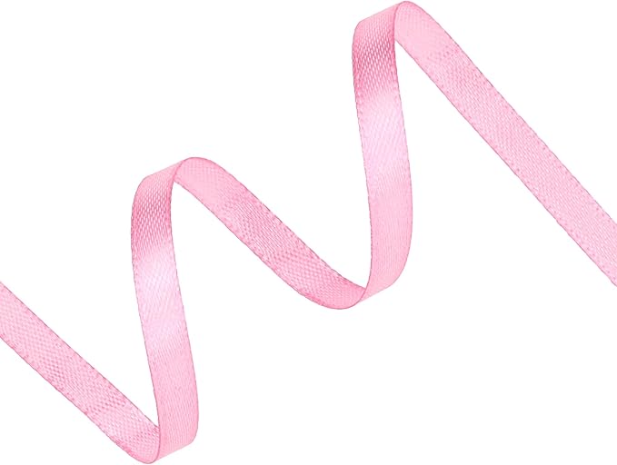 Rose Pink Satin Ribbon 1/4 inch X Continuous 100 Yards, Single Face Polyester - Image 2