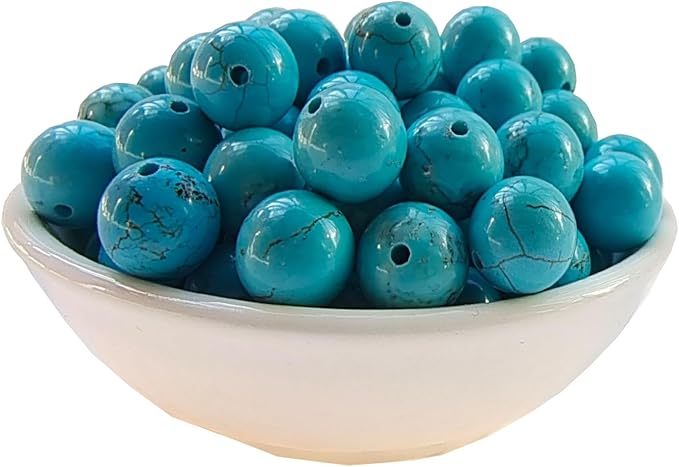 Stone Beads 8mm 100pcs Blue Turquoise Beads Round Loose Gemstones Beads by ABOKOY