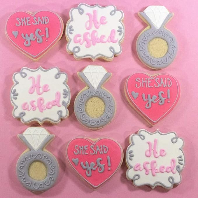 Wedding Cookie Cutter Set-7 Piece-3 Inches-Heart, Diamond Ring, Wedding Cake - Image 5