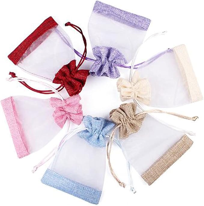 50 Pcs Burlap Bags with Drawstring, 3.9"x5.5" Gift Bags Jewelry Pouch Bags - Image 2
