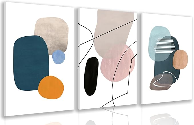 IAFWZX Framed Abstract Geometric Wall Art, Modern Minimalist Canvas Painting by Unknown
