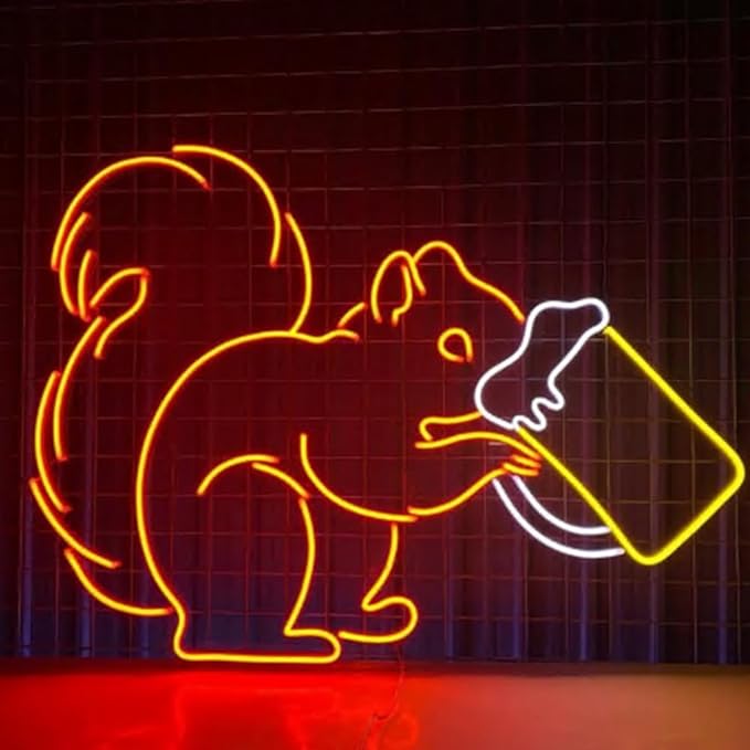 Squirrel Drinking Beer Neon Sign, 20inches Cocktail Squirrel Neon Led Light - Image 3
