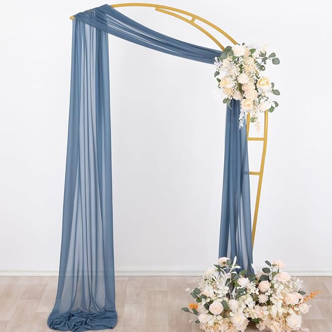 Socomi Wedding Arch Draping Fabric 29" x 20Ft 4 Panels Dusty Blue Sheer Outdoor - Image 3