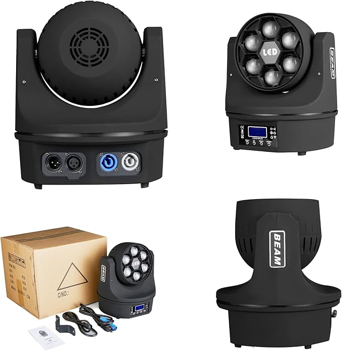 6x15W Mini Bee Eye Moving Head DJ Light, 90W LED RGBW Stage Light Rotate Beam - Image 12