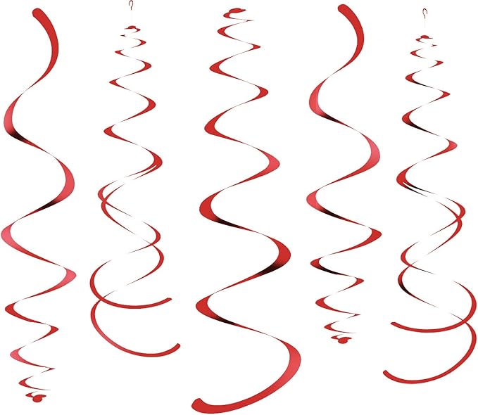 WEVEN Red Party Hanging Swirl Decorations Plastic Streamer by WEVEN