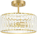 Modern Crystal Ceiling Light, Brushed Gold Semi Flush Mount Ceiling Lighting by Unknown