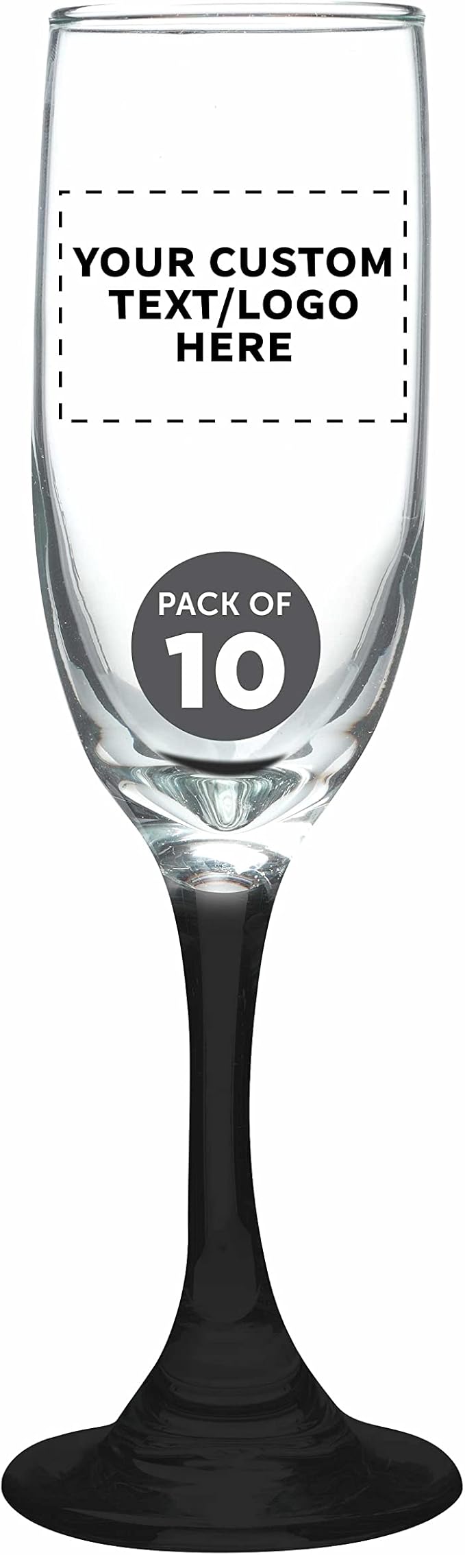 DISCOUNT PROMOS Custom Premiere Champagne Flutes 6.25 oz. Set of 10, by DISCOUNTPROMOS