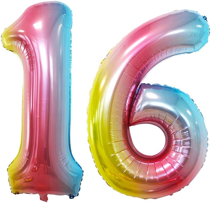 GOER Number 16 Balloons for 16th Birthday Sweet 16 Party Decorations, 42 Inch by GOER