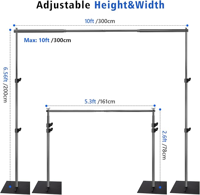 Pipe and Drape Photography Backdrop Stand Kit Adjustable Photo Background Stand - Image 2