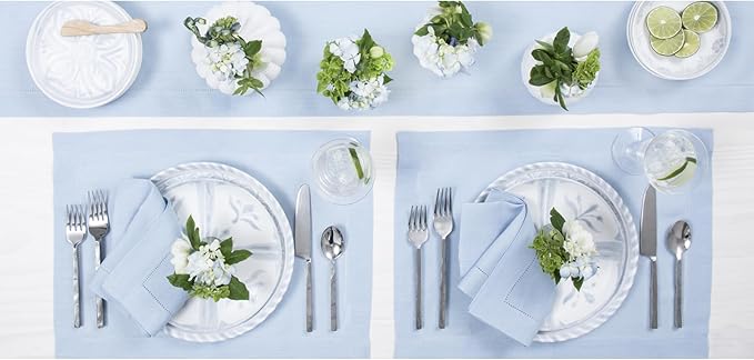Solino Home Linen Sky Blue Table Runner 156 Inches Long - Image 8