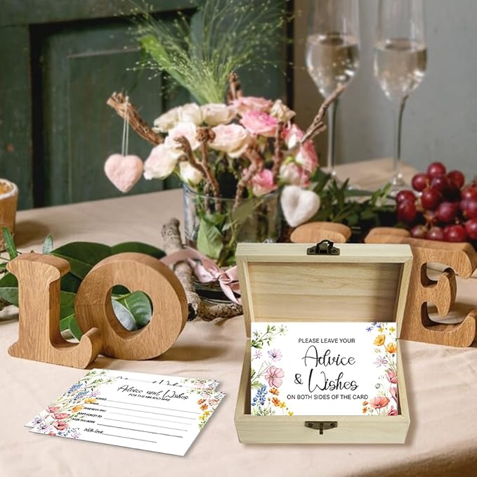 50Pcs Flower Wedding Advice Cards - Image 4