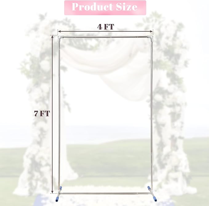 Arch Backdrop Stand, 7x4 FT Metal Wedding Square Backdrop Stands - Image 3