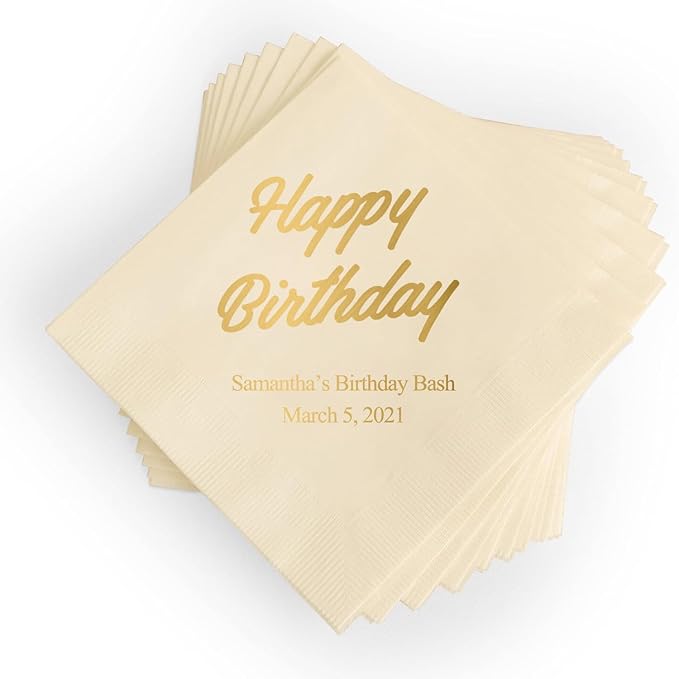 Weddingstar Personalized Printed Paper Napkins 3-Ply 50 Pack by WEDDINGSTAR