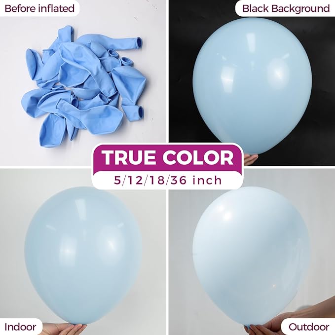 Bezente Pastel Blue Latex Party Balloons - Image 2
