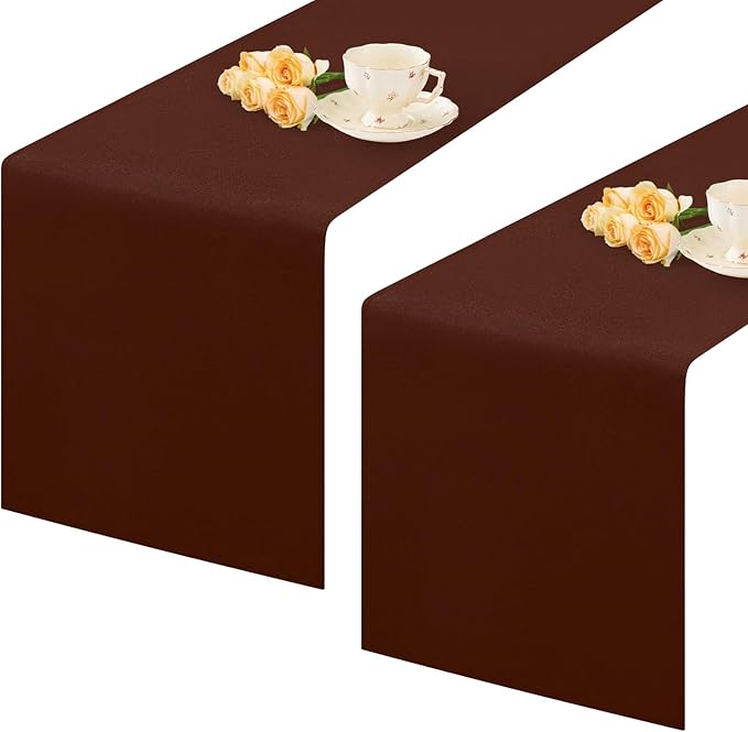2 Pack Chocolate Table Runner 12 x 72 Inch Solid Color Farmhouse Runners Coffee by mylacerhome