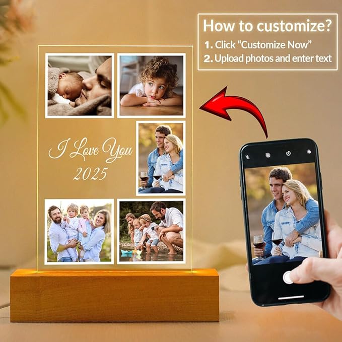 Custom Picture Frames with Photo, Customized Photo Frame with Night Light - Image 2
