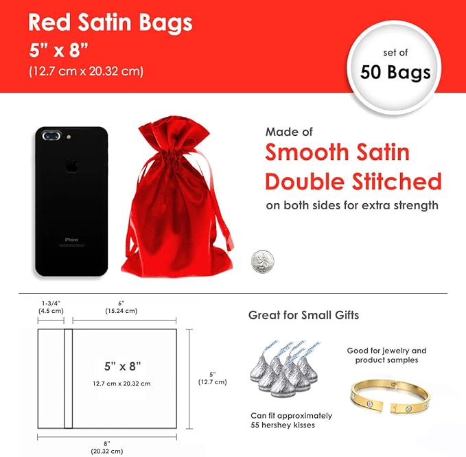 Red Satin Gift Bags - Image 4
