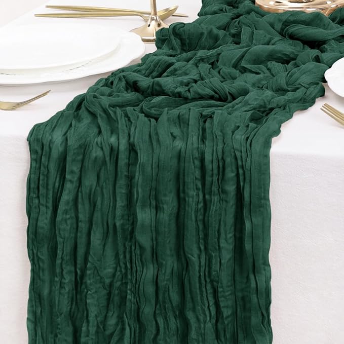 Emerald Green Table Runner Cheesecloth Table Runner 4 Pack 10FT Farmhouse Table - Image 5