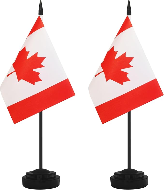 2 Pack Canada Desk Flag Set, Canadian Desktop Small Miniature Table Office Flag by Unknown