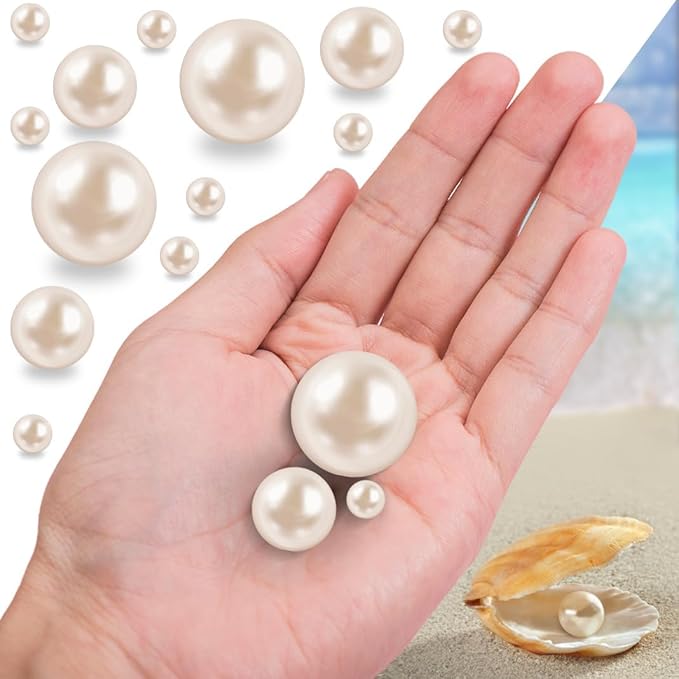 300Pcs Cream Polished No Hole Faux Pearl Beads - Image 3
