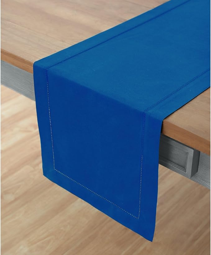 Solino Home Blue Hemstitch Table Runner 36 Inches - Image 4