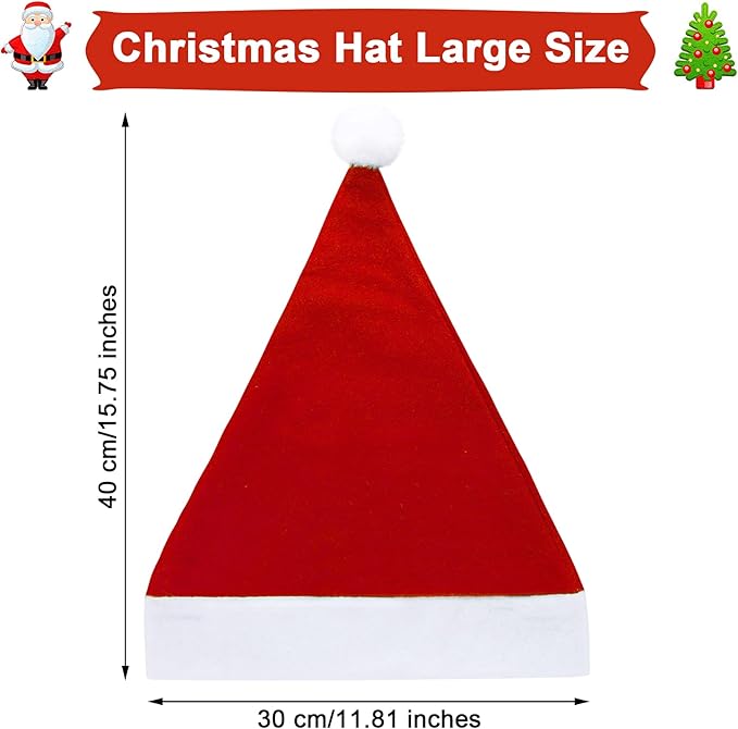 SATINIOR 12 Pieces Santa Hats Christmas Non Woven Fabric Hat - Image 2