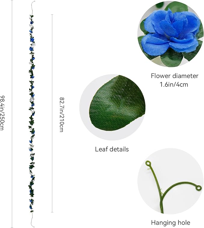 12 PCS 98.4 FT Artificial Flower Garland Rose Garland - Image 2