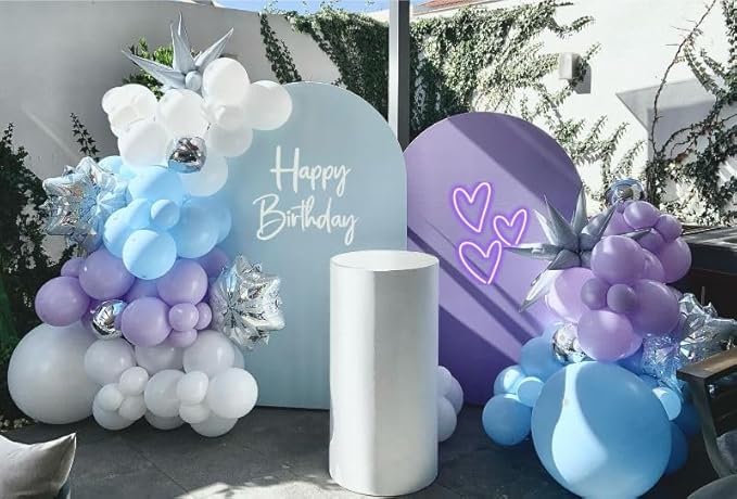 Paready Frozen Balloons Set, 12 Inch Metallic Pearl Light Purple Blue White - Image 6