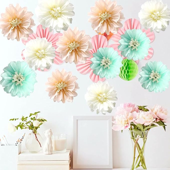 12pcs 10in/12in Tissue Flowers Pom Kit - Image 3