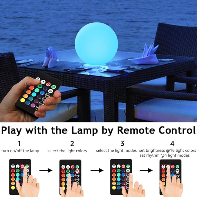 12-inch LED Glowing Ball Light w/Remote, LED Globe Orb Night Light Mood Lamp - Image 2