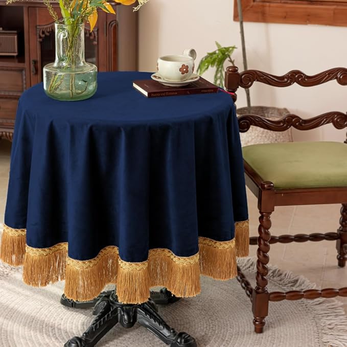 F-CHU Blue Tablecloth Thickset Velvet Tablecloth - Image 2