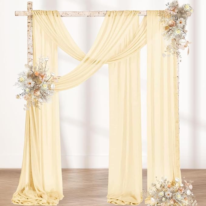 MLMW Wedding Arch Draping Fabric 4 Panels 29" x 20Ft Champagne Sheer Wedding - Image 5