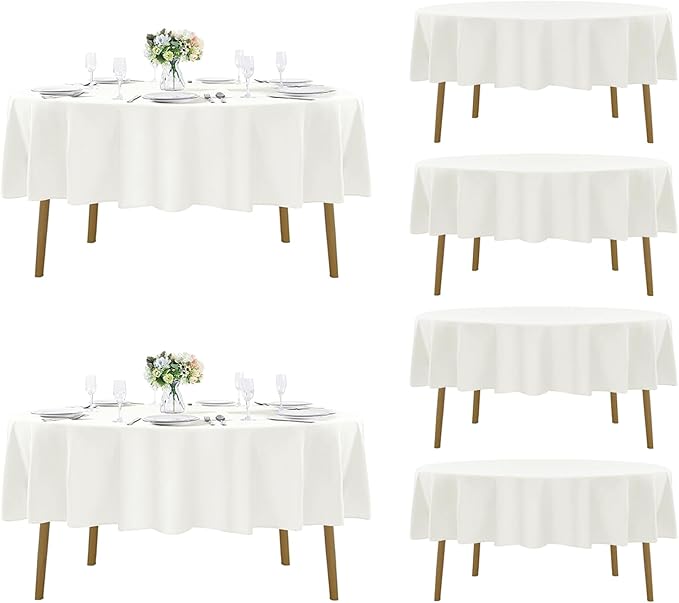 Fokitut 6 Pack Round Tablecloth, 70 Inch, Stain Resistant and Wrinkle Polyester by Fokitut
