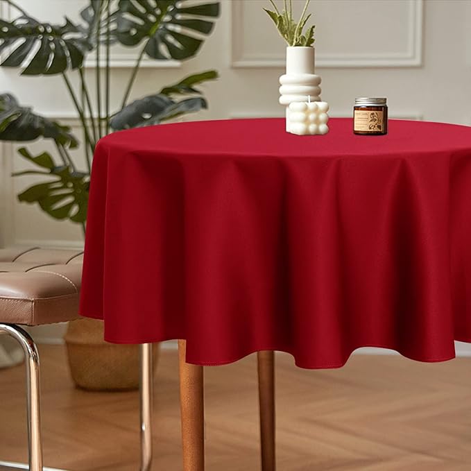 sancua 2 Pack Round Tablecloth 70 Inch Red, Stain and Wrinkle Resistant Table - Image 2
